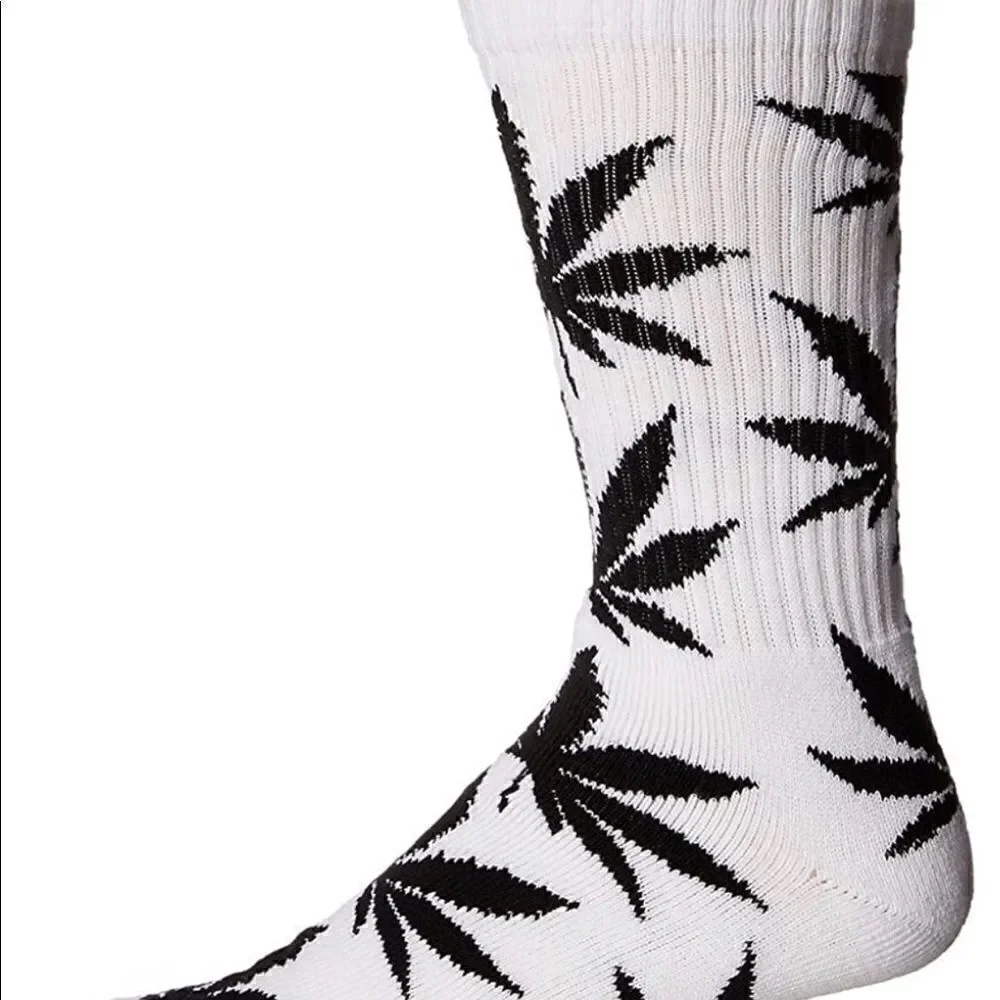 Unisex mid calf cotton blend weed socks